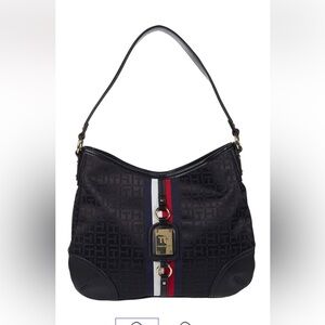 TOMMY HILFIGER HOBO HANDBAG SIGNATURE LOGO FABRIC